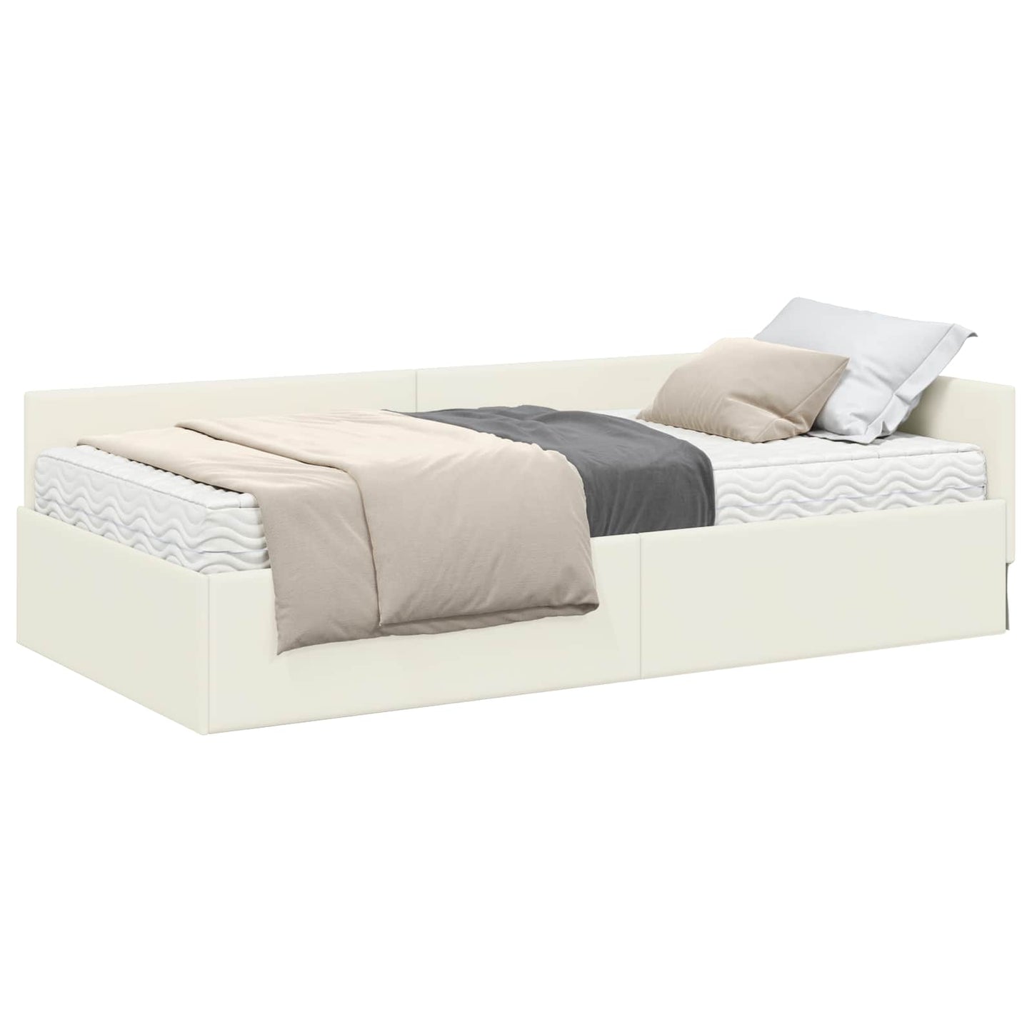 vidaXL Eckbettgestell mit Matratze Sonstiges 2 pcs Creme Samt
