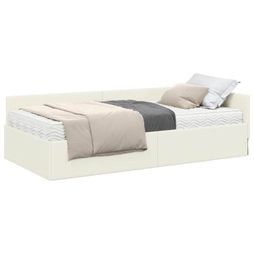vidaXL Eckbettgestell mit Matratze Sonstiges 2 pcs Creme Samt