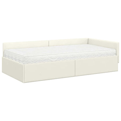 vidaXL Eckbettgestell mit Matratze Sonstiges 2 pcs Creme Samt