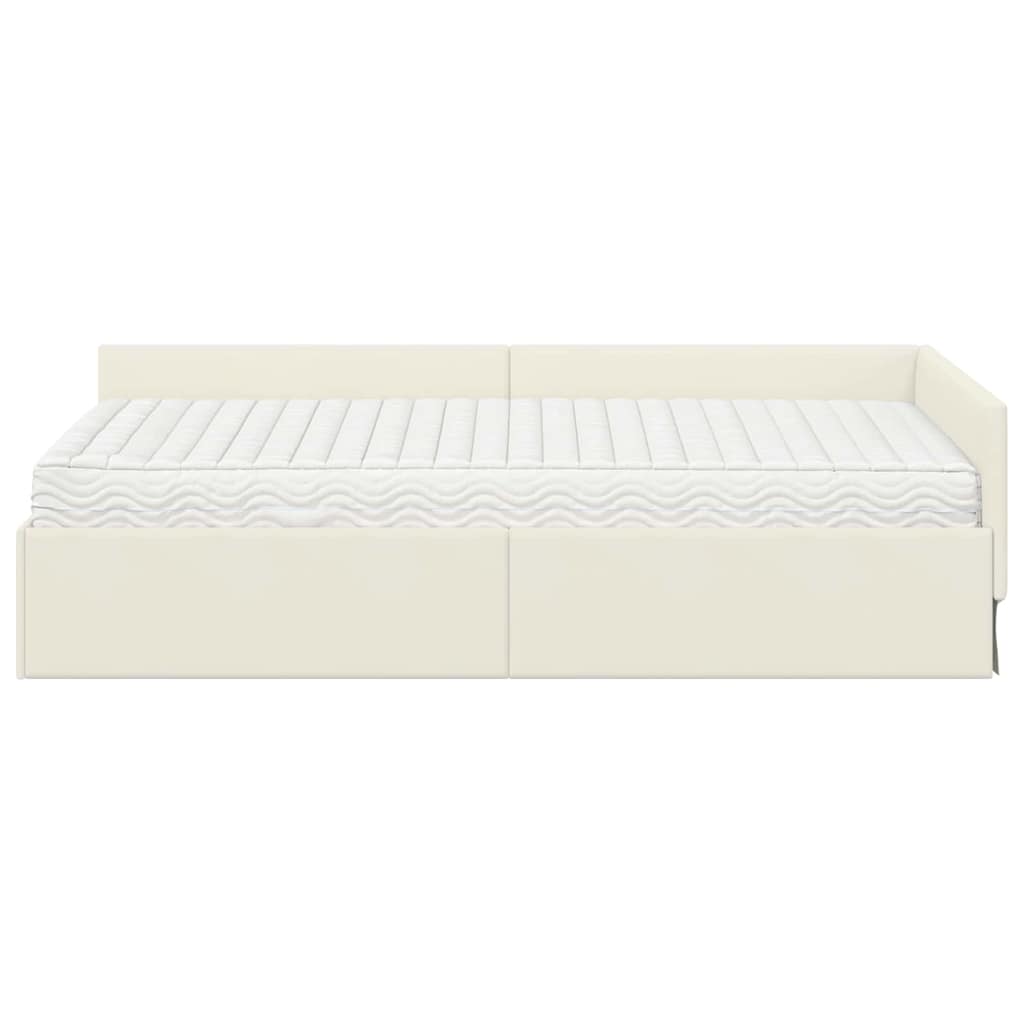 vidaXL Eckbettgestell mit Matratze Sonstiges 2 pcs Creme Samt