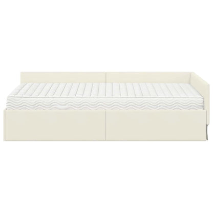 vidaXL Eckbettgestell mit Matratze Sonstiges 2 pcs Creme Samt
