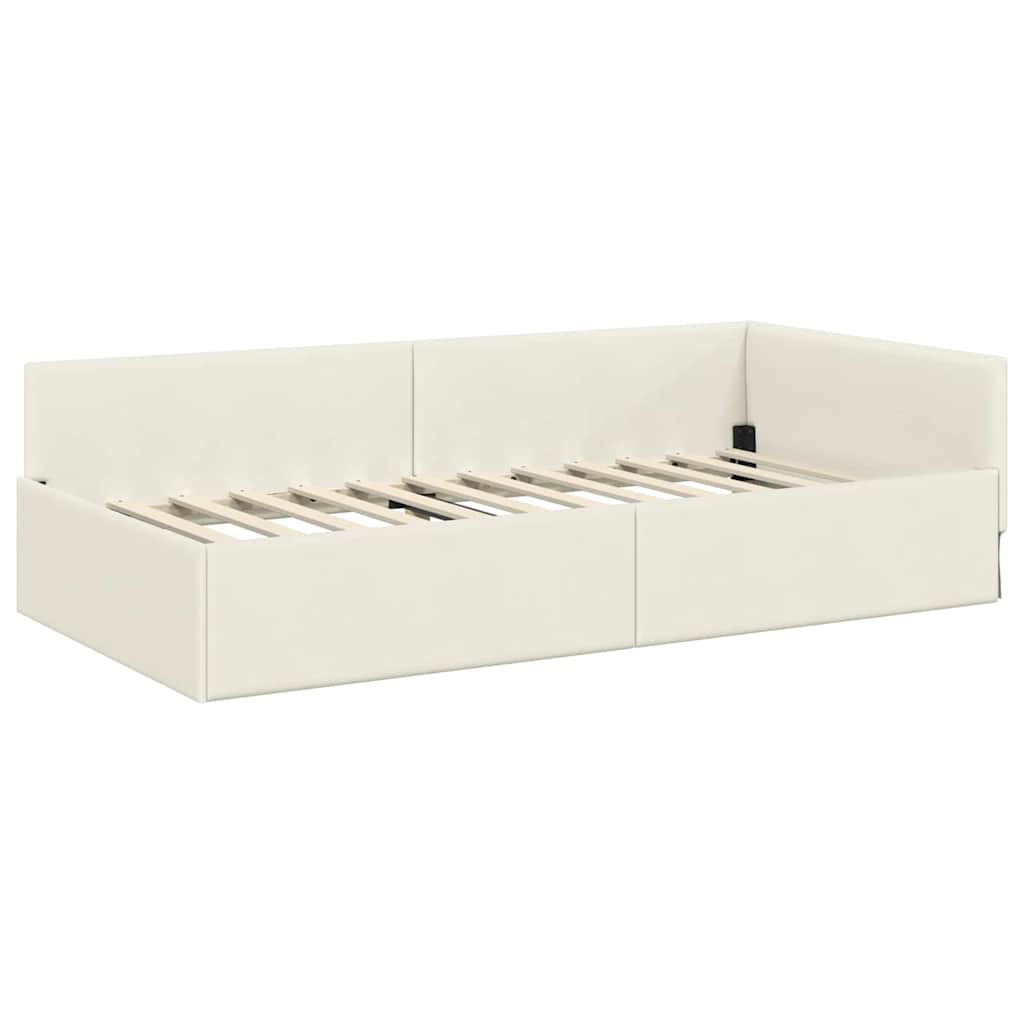 vidaXL Eckbettgestell mit Matratze Sonstiges 2 pcs Creme Samt