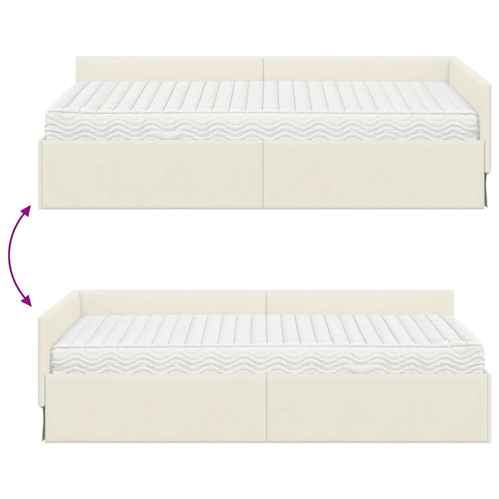 vidaXL Eckbettgestell mit Matratze Sonstiges 2 pcs Creme Samt