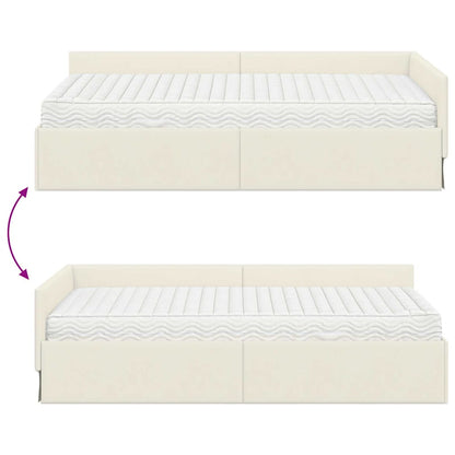 vidaXL Eckbettgestell mit Matratze Sonstiges 2 pcs Creme Samt