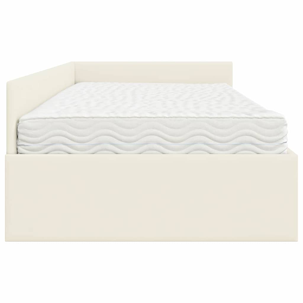 vidaXL Eckbettgestell mit Matratze Sonstiges 2 pcs Creme Samt
