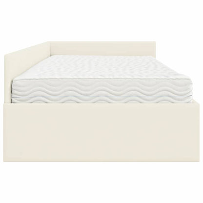 vidaXL Eckbettgestell mit Matratze Sonstiges 2 pcs Creme Samt