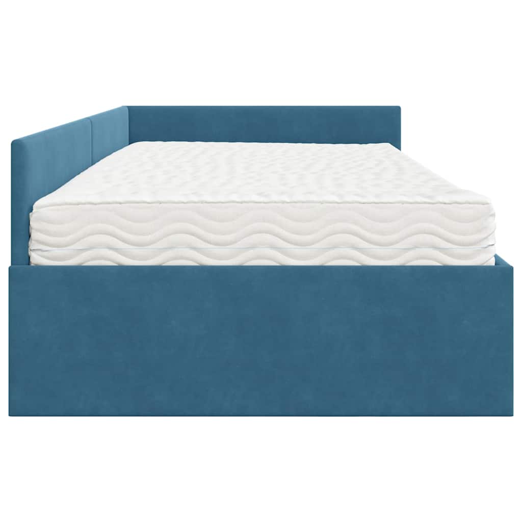 vidaXL Eckbettgestell mit Matratze Sonstiges 2 pcs Blau Samt