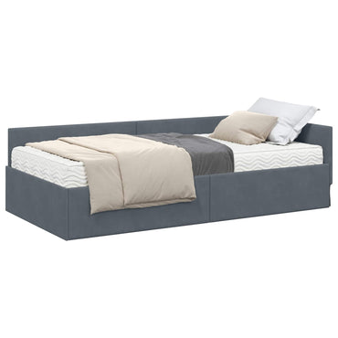 vidaXL Eckbettgestell mit Matratze Sonstiges 2 pcs Grau Samt