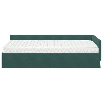 vidaXL Eckbettgestell mit Matratze Sonstiges 2 pcs Grün Samt
