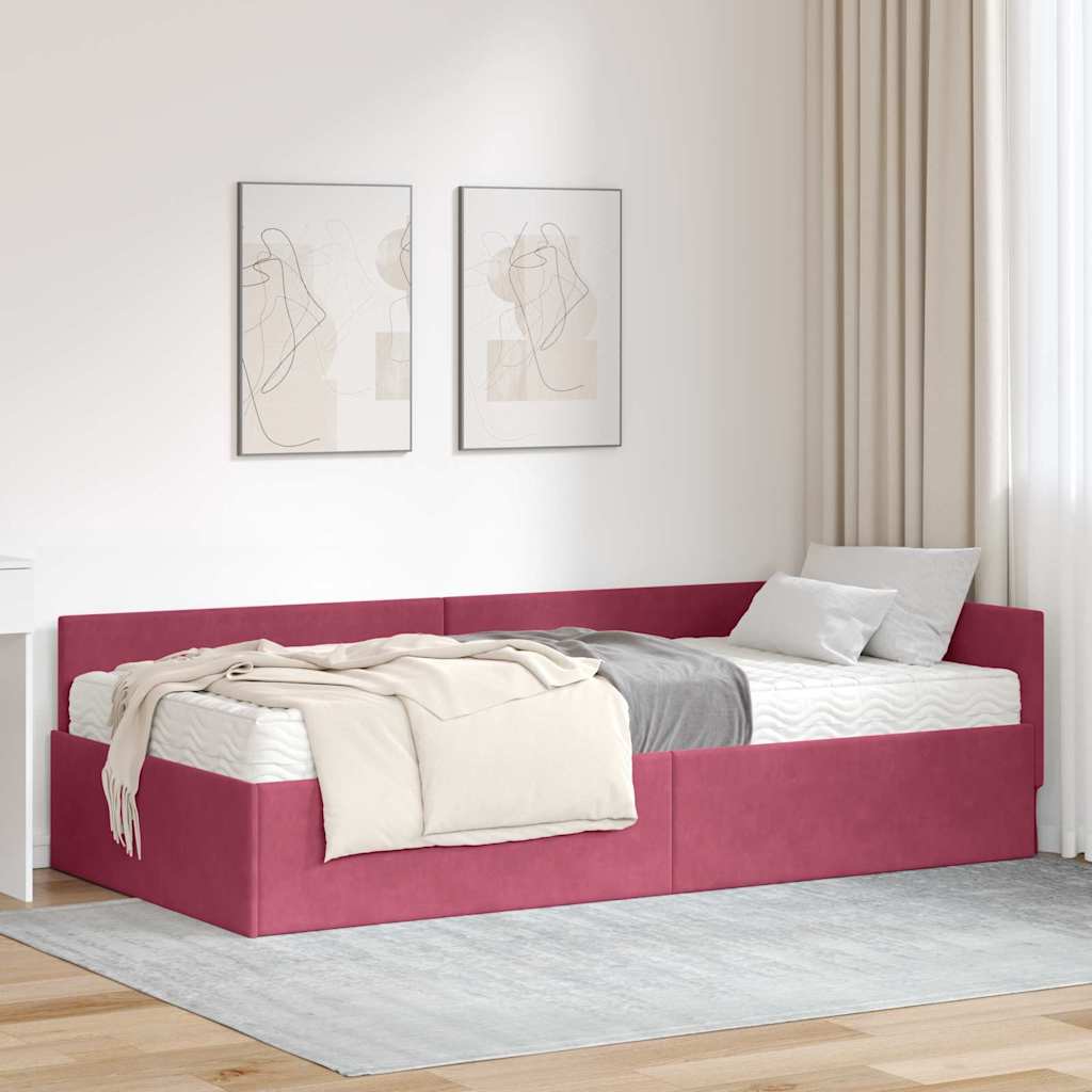 vidaXL Eckbettgestell mit Matratze Sonstiges 2 pcs Grün Samt