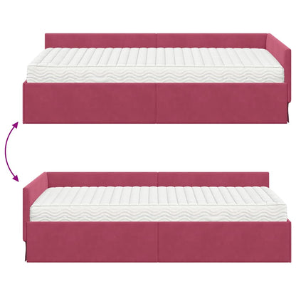 vidaXL Eckbettgestell mit Matratze Sonstiges 2 pcs Grün Samt