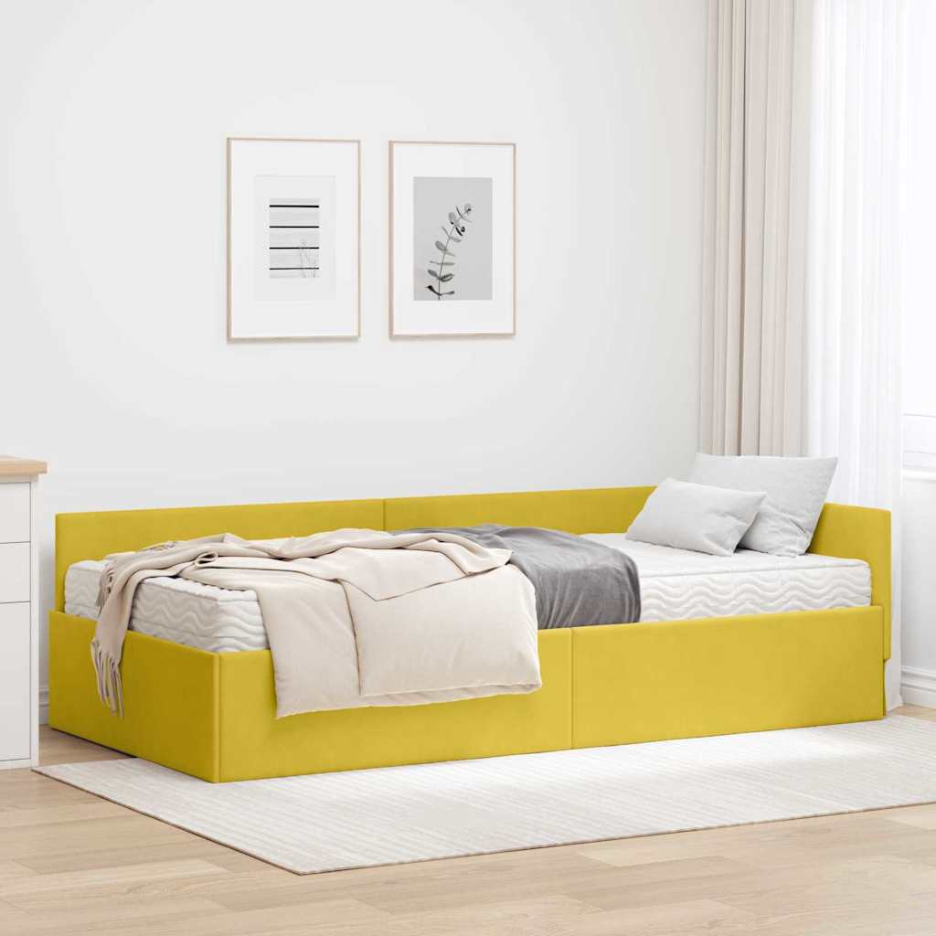 vidaXL Eckbettgestell mit Matratze Sonstiges 2 pcs Grün Samt