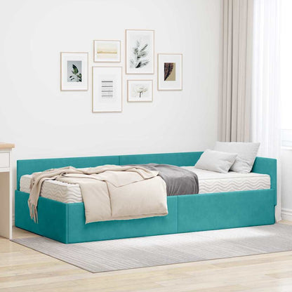 vidaXL Eckbettgestell mit Matratze Sonstiges 2 pcs Grün Samt