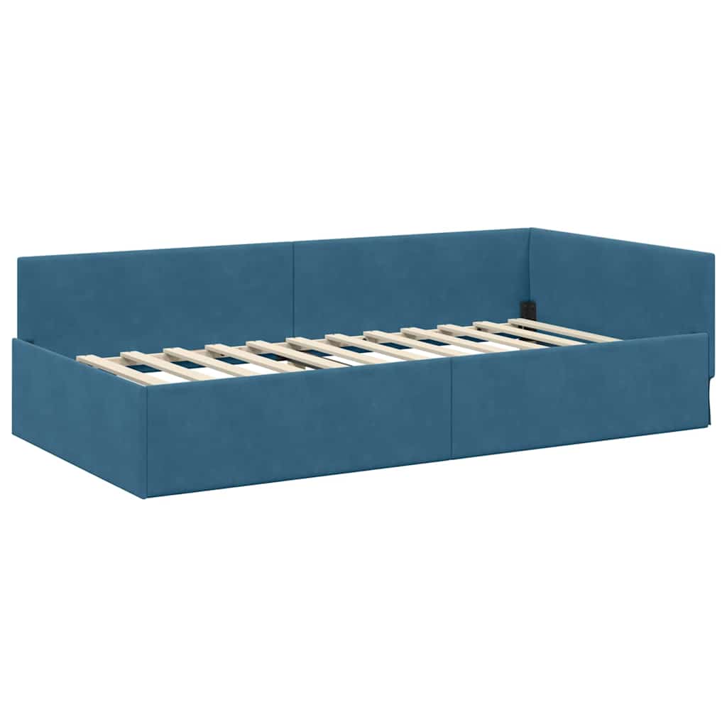 vidaXL Eckbettgestell mit Matratze Sonstiges 2 pcs Blau Samt