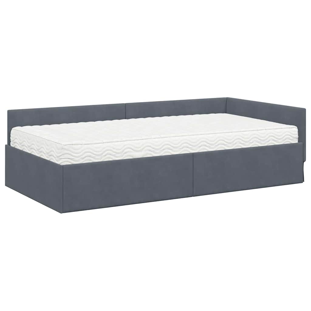 vidaXL Eckbettgestell mit Matratze Sonstiges 2 pcs Grau Samt