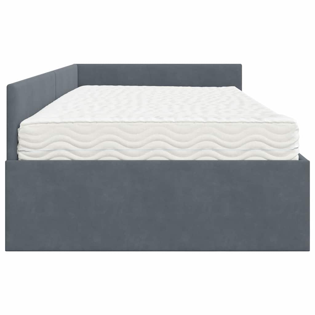 vidaXL Eckbettgestell mit Matratze Sonstiges 2 pcs Grau Samt
