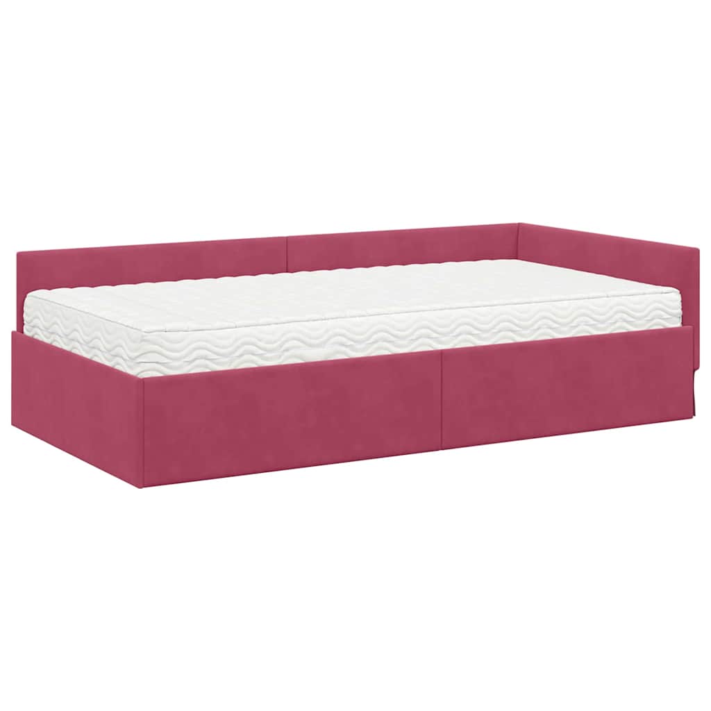 Eckbettgestell mit Matratze Sonstiges 2 pcs Grün Samt