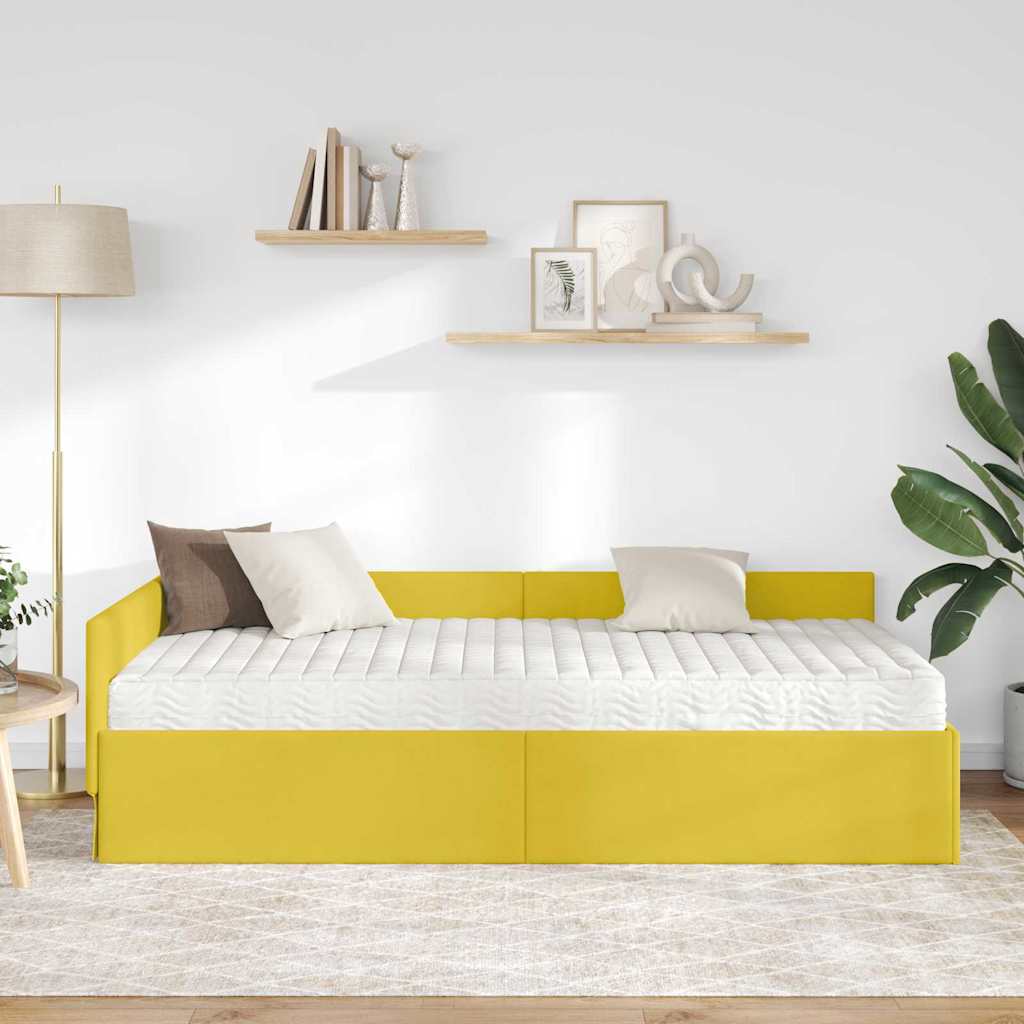 vidaXL Eckbettgestell mit Matratze Sonstiges 2 pcs Gelb Samt