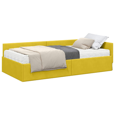 vidaXL Eckbettgestell mit Matratze Sonstiges 2 pcs Gelb Samt
