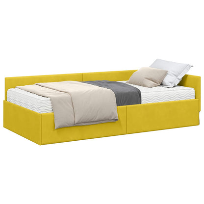 vidaXL Eckbettgestell mit Matratze Sonstiges 2 pcs Gelb Samt