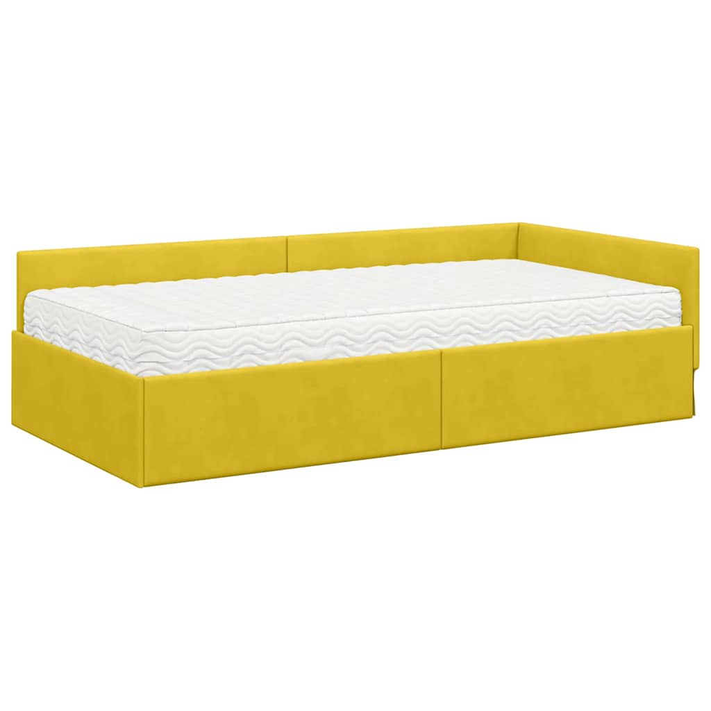 vidaXL Eckbettgestell mit Matratze Sonstiges 2 pcs Gelb Samt