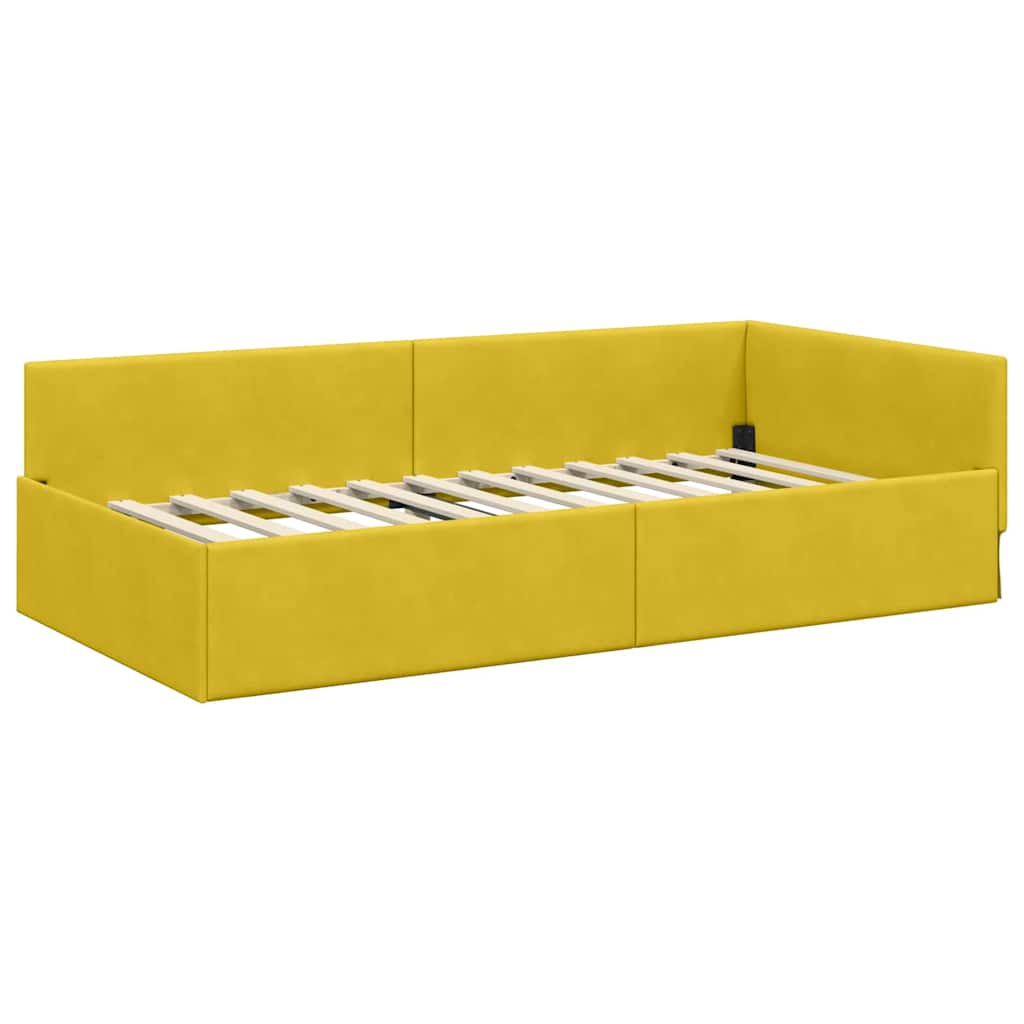 vidaXL Eckbettgestell mit Matratze Sonstiges 2 pcs Gelb Samt