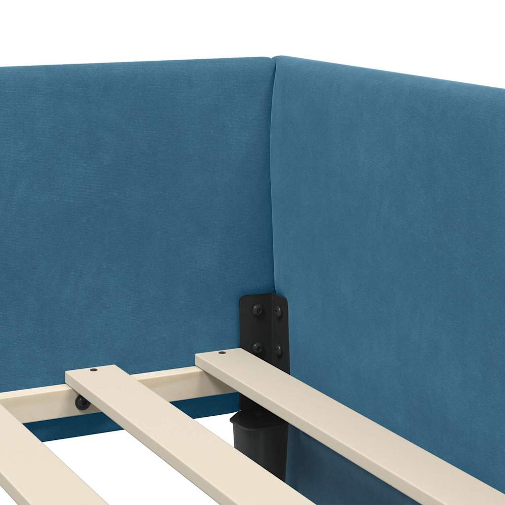 vidaXL Eckbettgestell mit Matratze Sonstiges 2 pcs Blau Samt