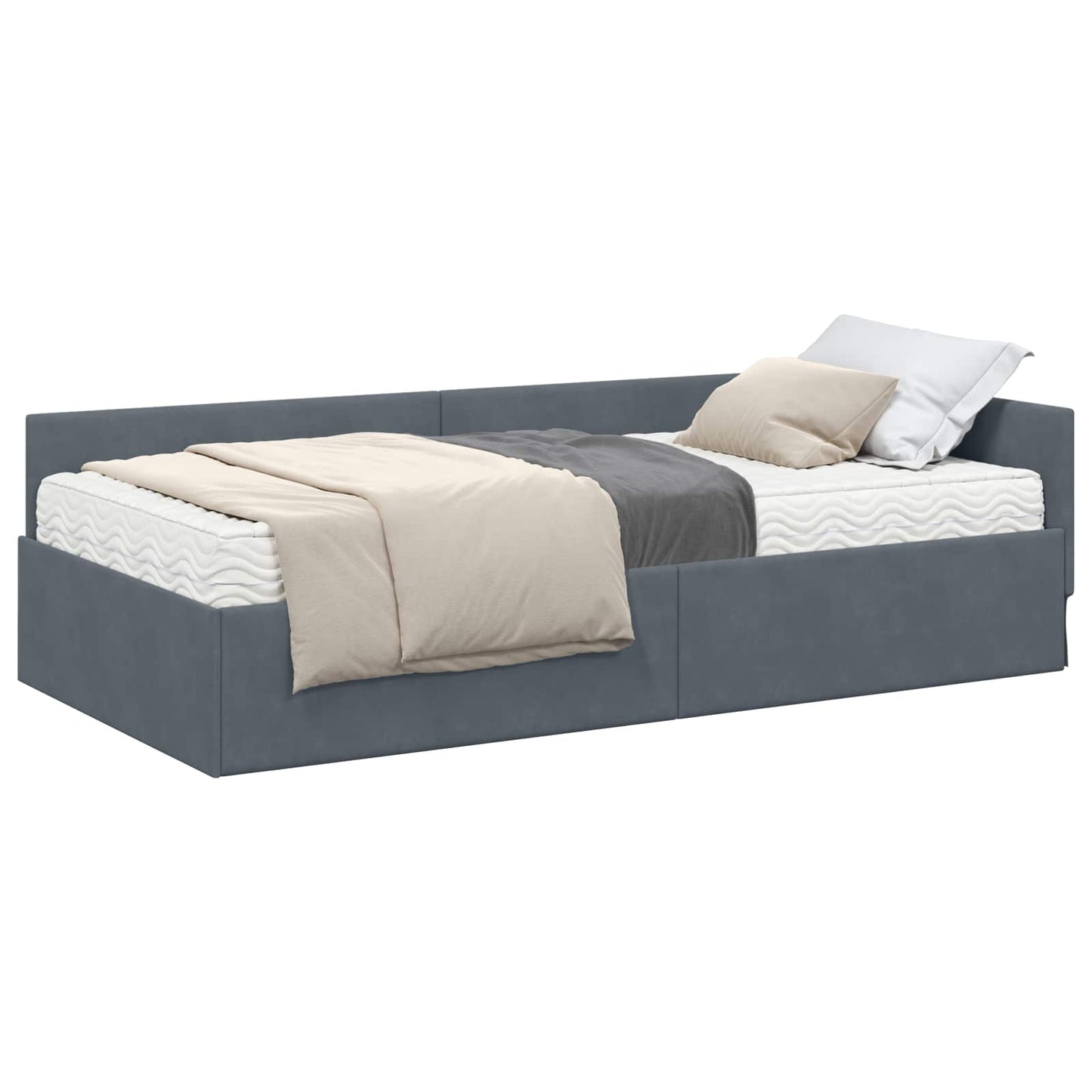 vidaXL Eckbettgestell mit Matratze Sonstiges 2 pcs Grau Samt