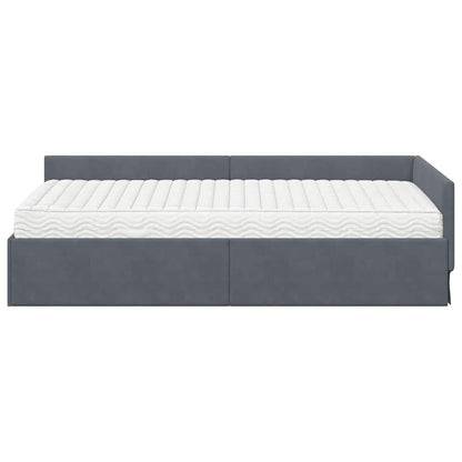 vidaXL Eckbettgestell mit Matratze Sonstiges 2 pcs Grau Samt