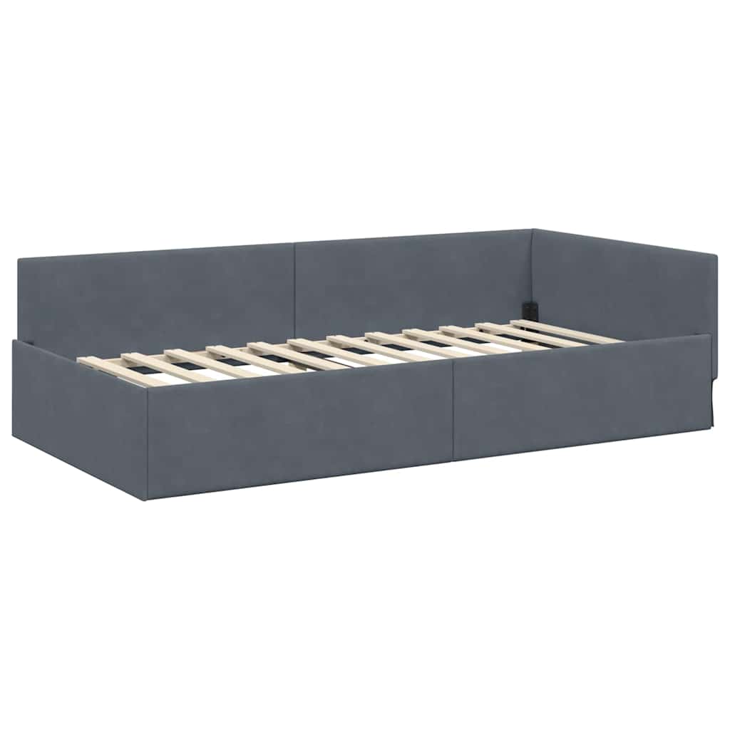vidaXL Eckbettgestell mit Matratze Sonstiges 2 pcs Grau Samt
