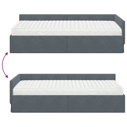 vidaXL Eckbettgestell mit Matratze Sonstiges 2 pcs Grau Samt