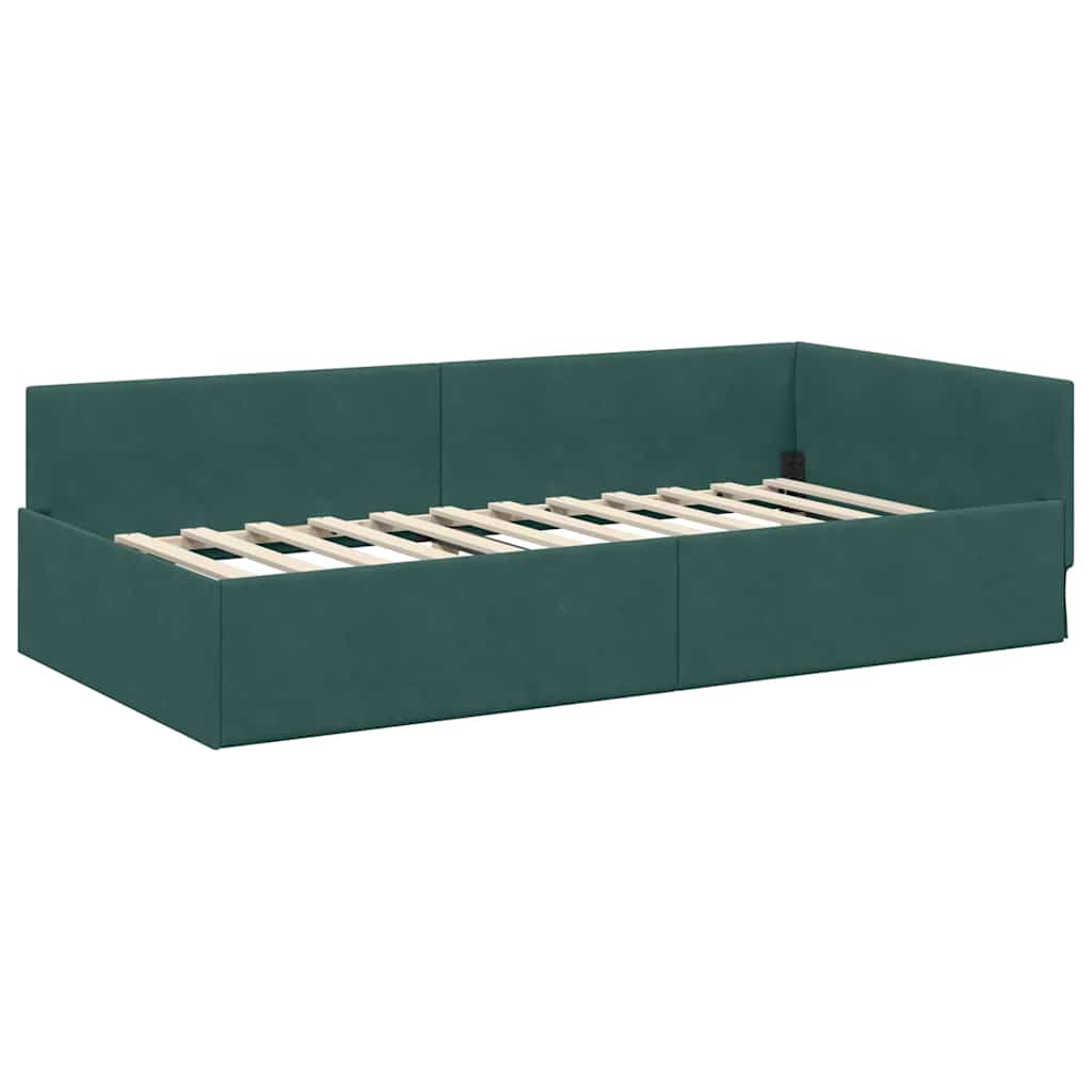 vidaXL Eckbettgestell mit Matratze Sonstiges 2 pcs Grün Samt