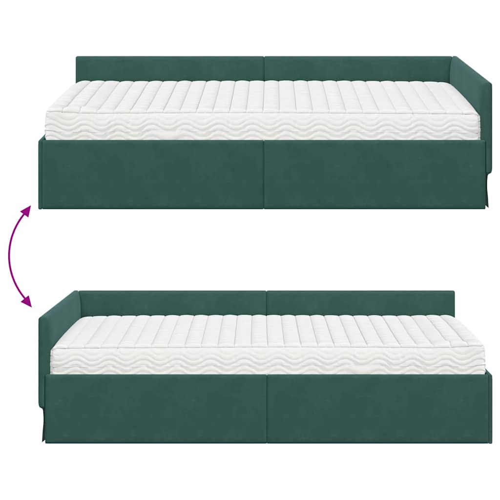 vidaXL Eckbettgestell mit Matratze Sonstiges 2 pcs Grün Samt