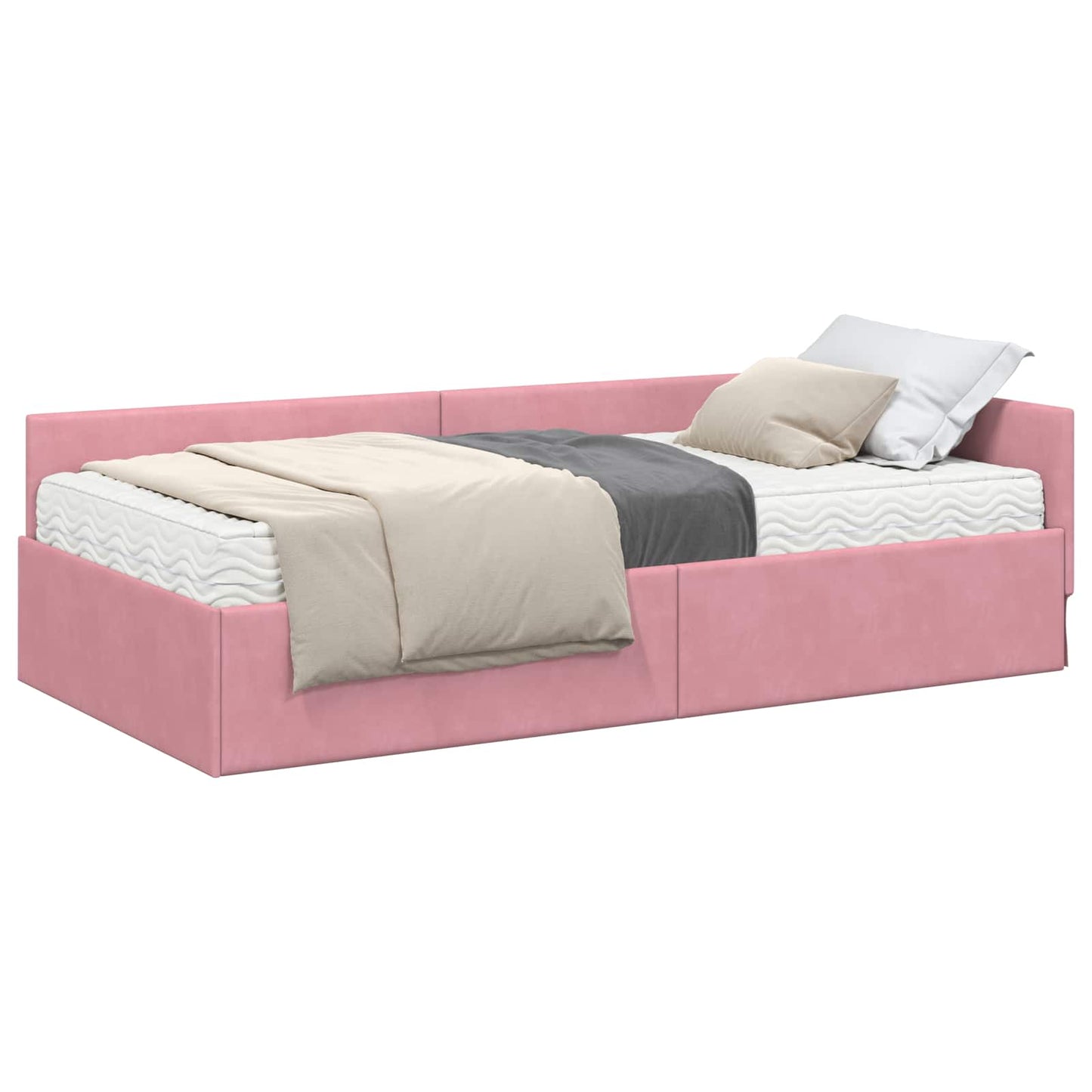 vidaXL Eckbettgestell mit Matratze Sonstiges 2 pcs Grau Samt