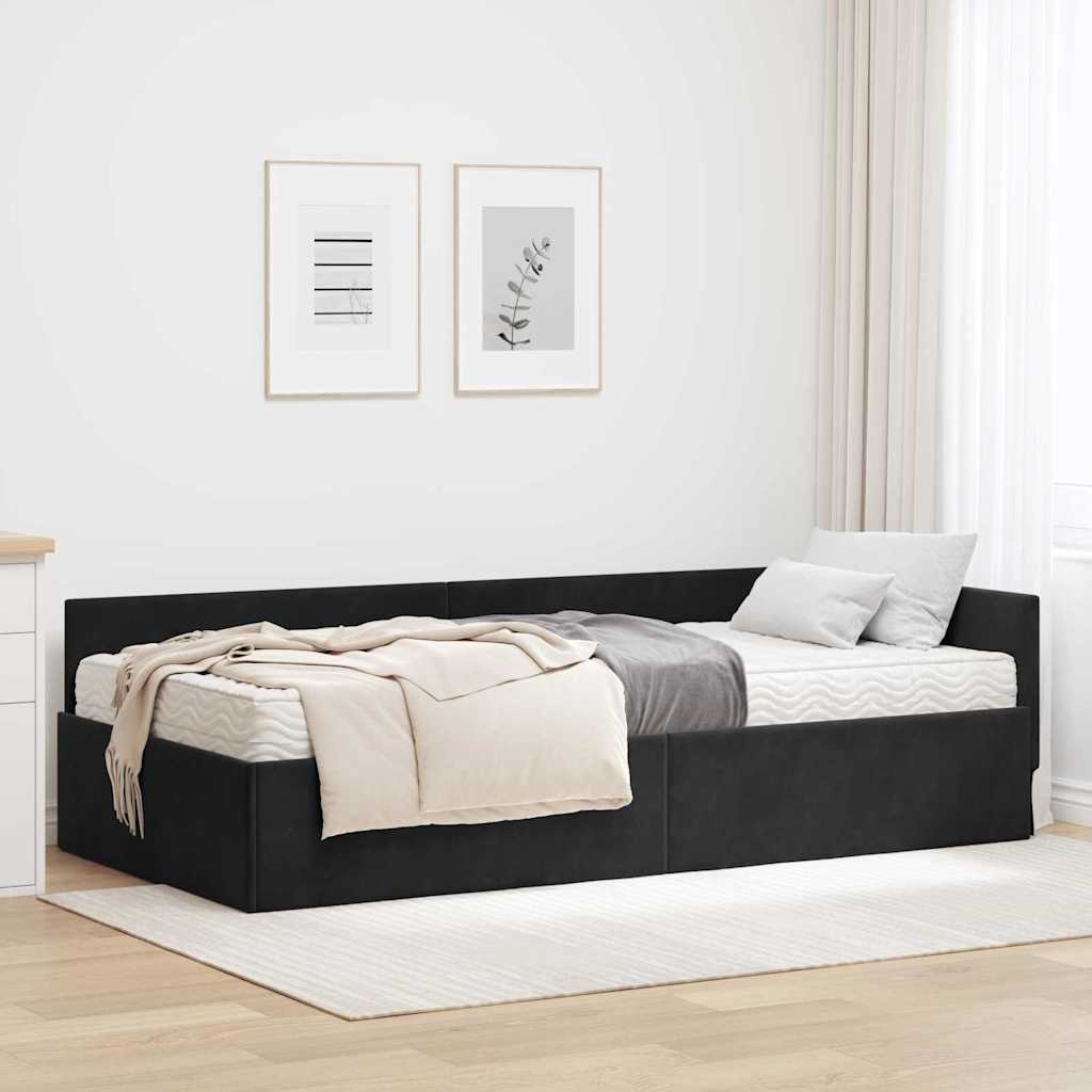 vidaXL Eckbettgestell mit Matratze Sonstiges 2 pcs Schwarz Samt