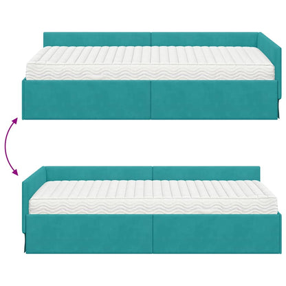 vidaXL Eckbettgestell mit Matratze Sonstiges 2 pcs Türkis Samt