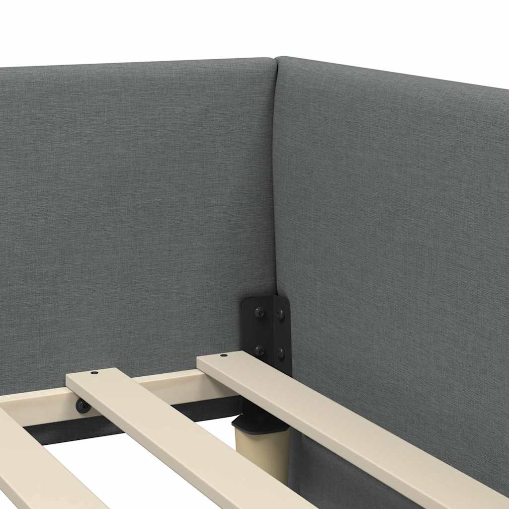 vidaXL Eckbettgestell mit Matratze mit Matratze 2 pcs Grau Stoff