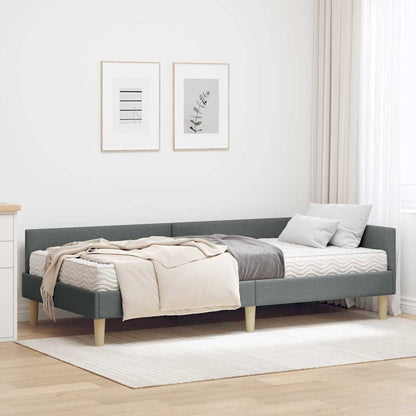 vidaXL Eckbettgestell mit Matratze mit Matratze 2 pcs Grau Stoff