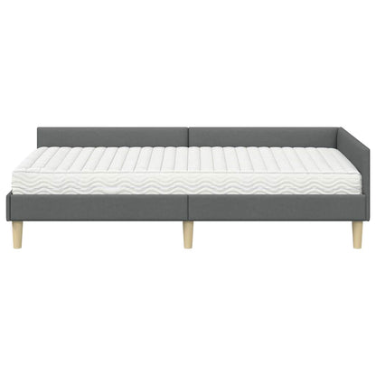 vidaXL Eckbettgestell mit Matratze mit Matratze 2 pcs Grau Stoff