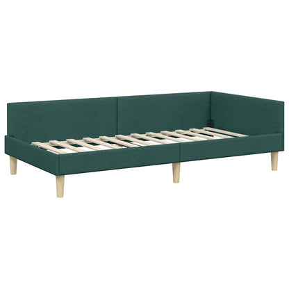 vidaXL Eckbettgestell mit Matratze mit Matratze 2 pcs Grün Stoff