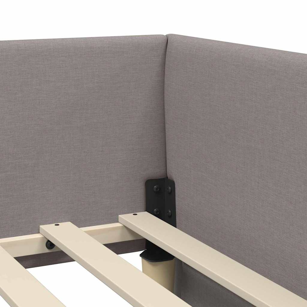 vidaXL Eckbettgestell mit Matratze mit Matratze 2 pcs Taupe Stoff