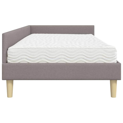 vidaXL Eckbettgestell mit Matratze mit Matratze 2 pcs Taupe Stoff