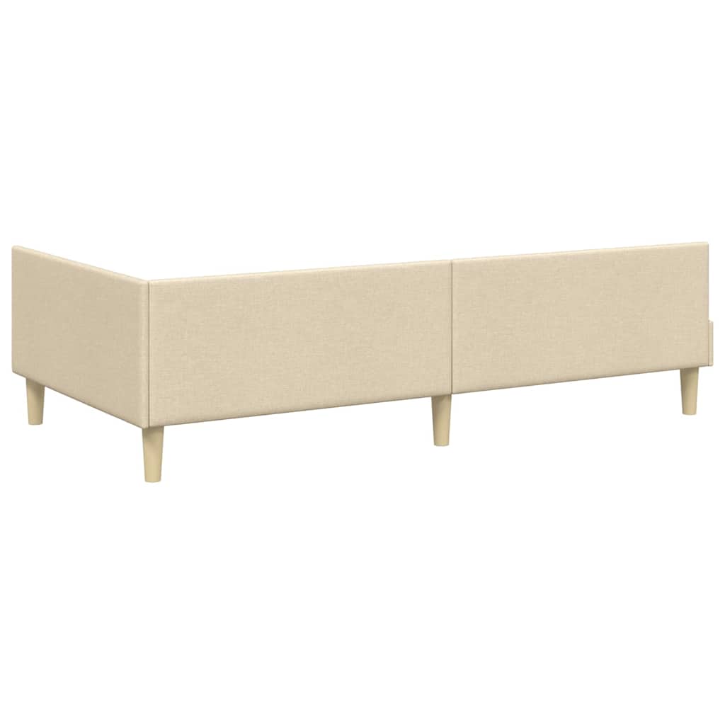 vidaXL Eckbettgestell mit Matratze mit Matratze 2 pcs Creme Stoff