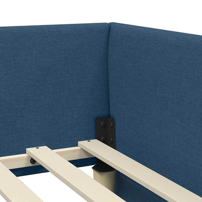 vidaXL Eckbettgestell mit Matratze mit Matratze 2 pcs Blau Stoff