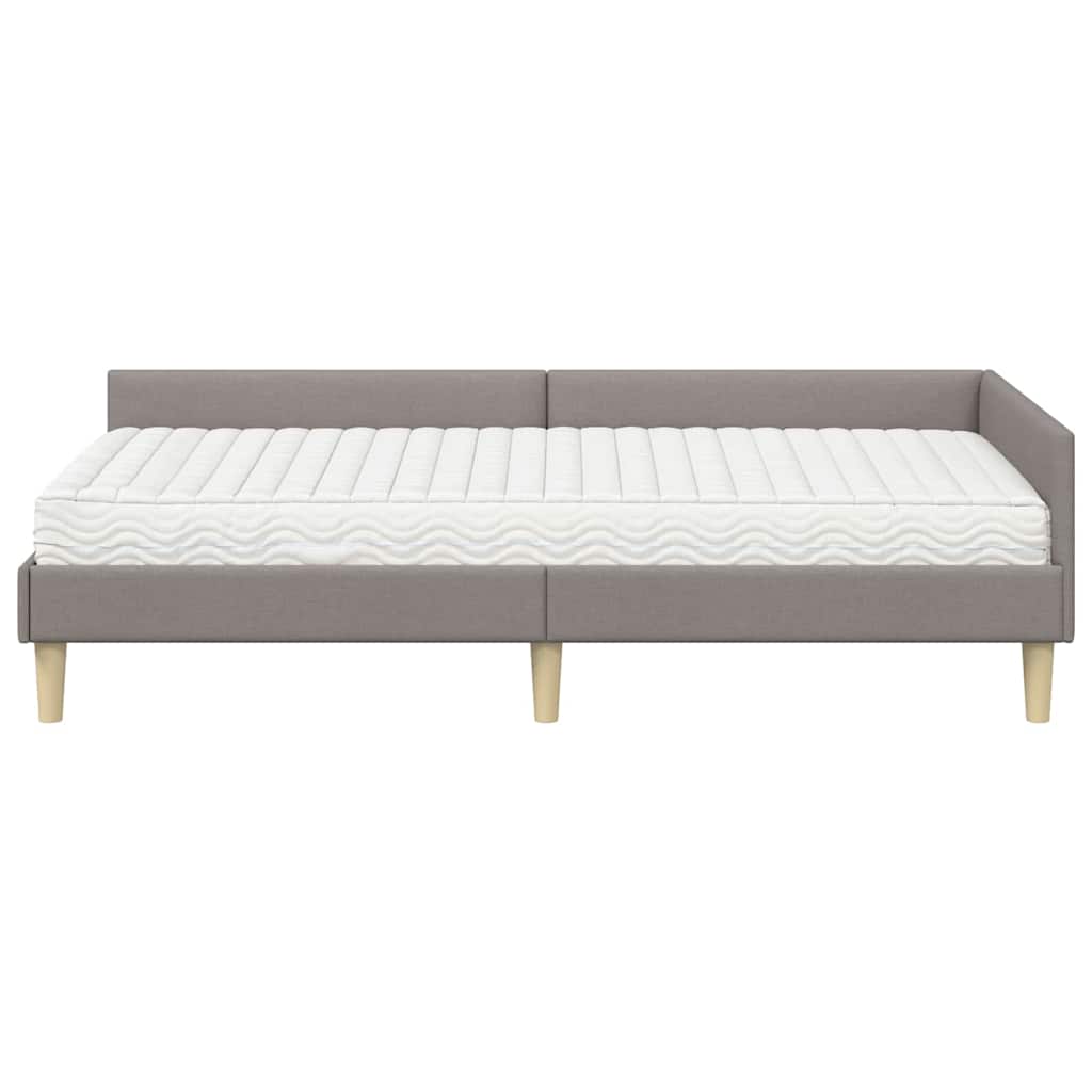 vidaXL Eckbettgestell mit Matratze mit Matratze 2 pcs Taupe Stoff