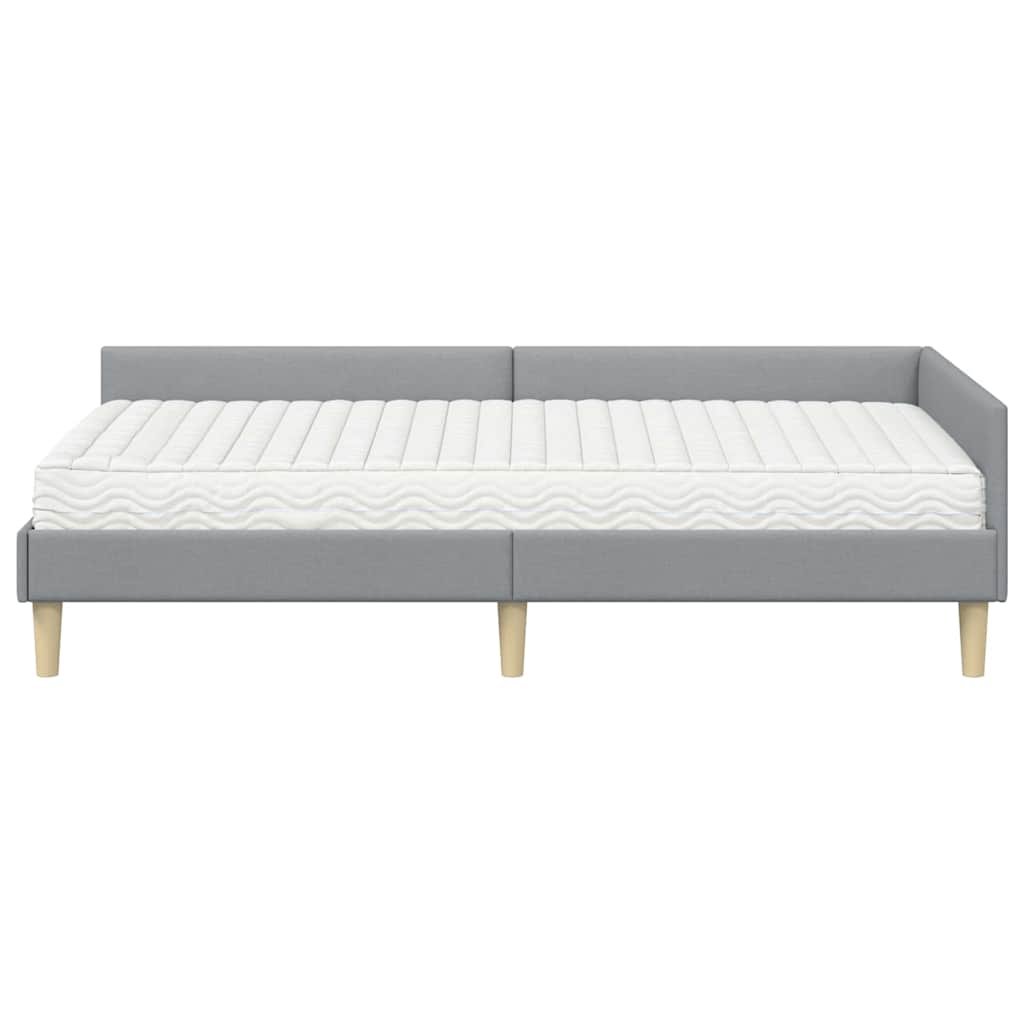 vidaXL Eckbettgestell mit Matratze mit Matratze 2 pcs Hellgrau Stoff