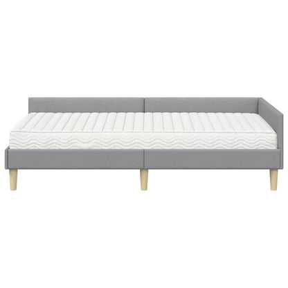 vidaXL Eckbettgestell mit Matratze mit Matratze 2 pcs Hellgrau Stoff