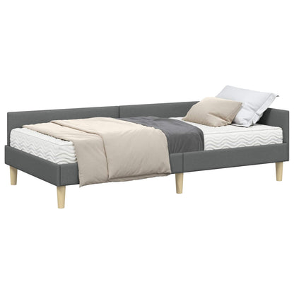 vidaXL Eckbettgestell mit Matratze mit Matratze 2 pcs Grau Stoff