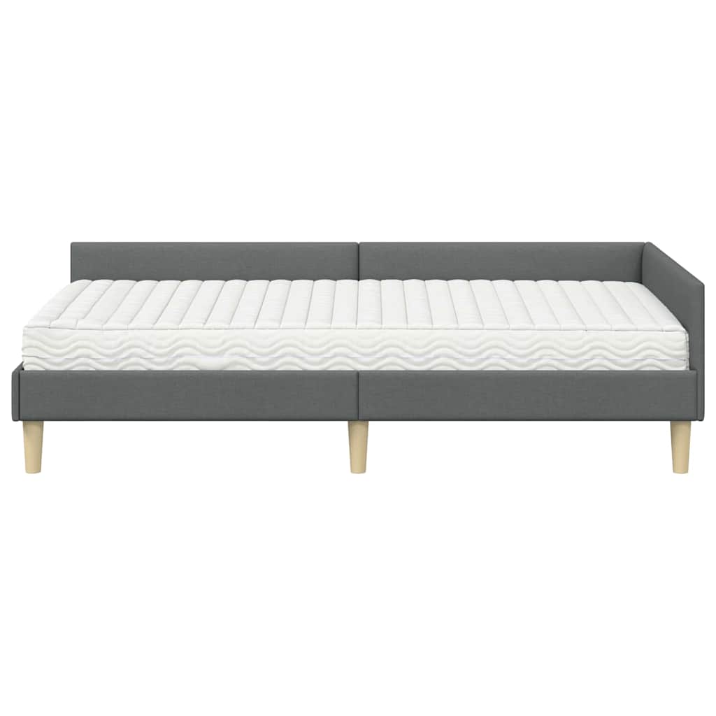 vidaXL Eckbettgestell mit Matratze mit Matratze 2 pcs Grau Stoff