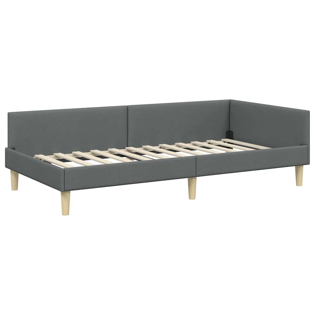 vidaXL Eckbettgestell mit Matratze mit Matratze 2 pcs Grau Stoff